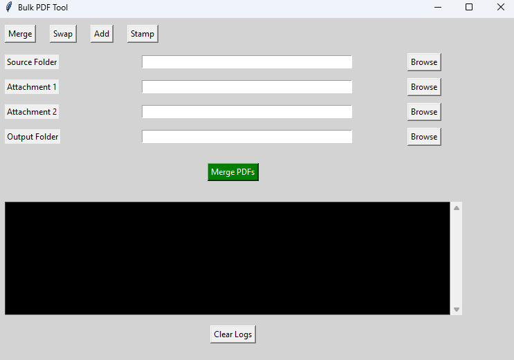 Bulk PDF Tool merge screen